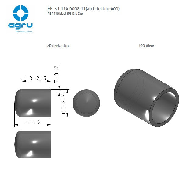 2" IPS CAP HDPE BUTT DR11