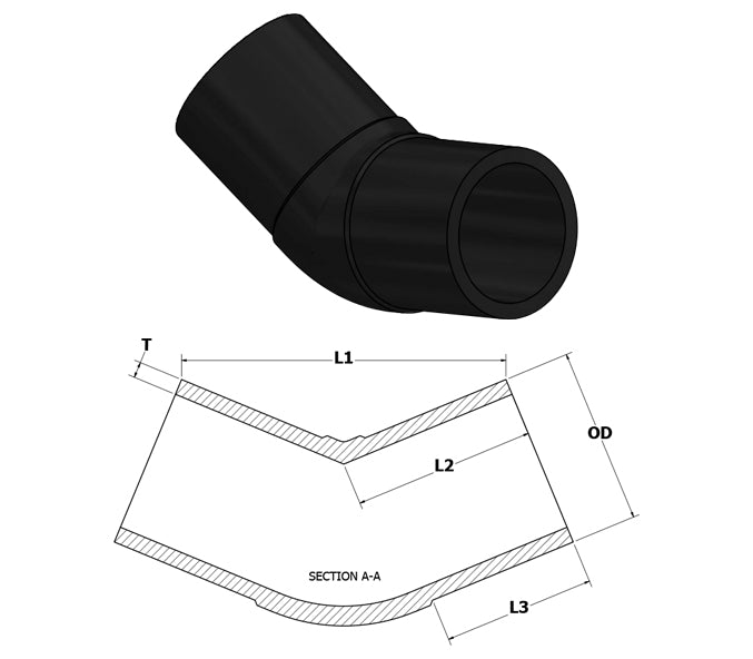2" IPS 45 DEGREE ELBOW HDPE BUTT DR11