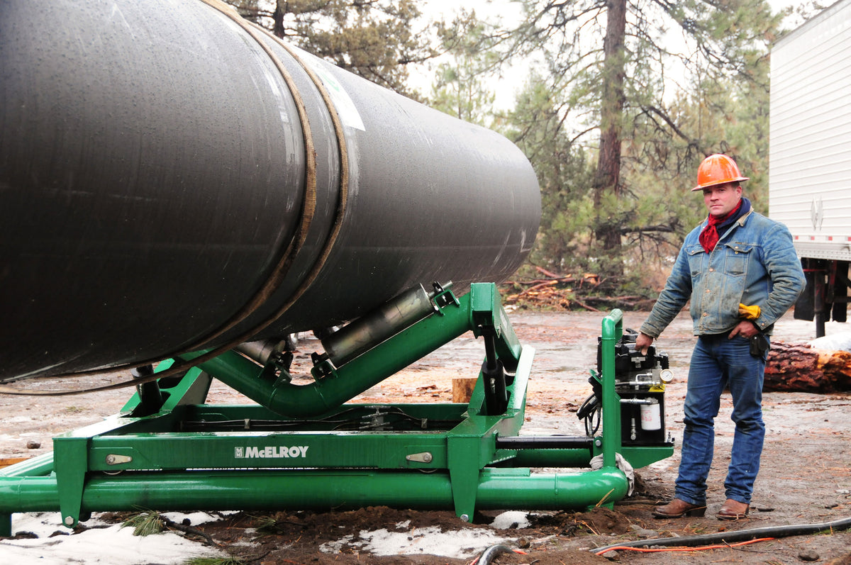 Pipe Loading Machine McElroy Pipe Rollers – tagged “Hydraulic Pipe Stands” – Poly Pipe Solutions