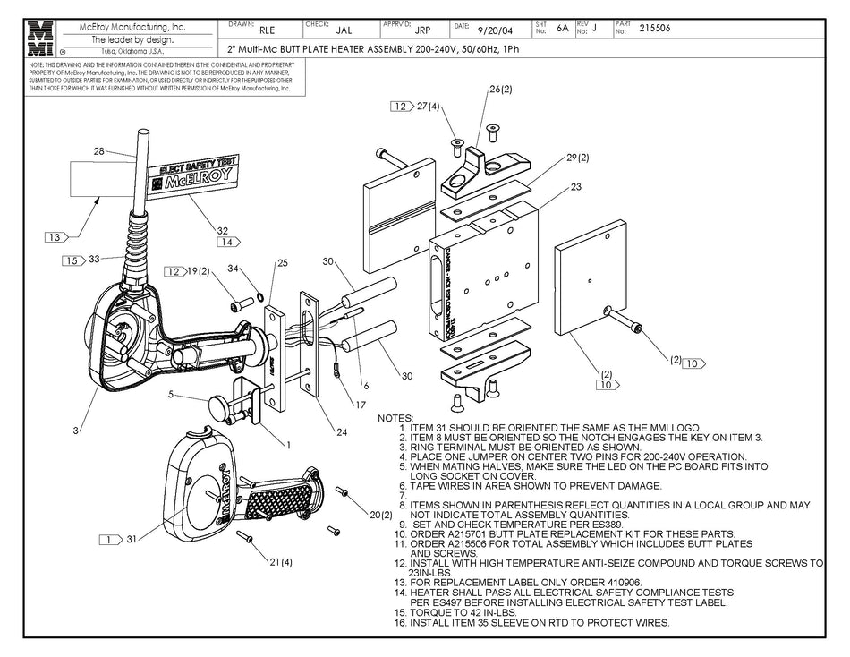 2 Multimc Butt Plate 200-240,50/60 Heater Assembly
