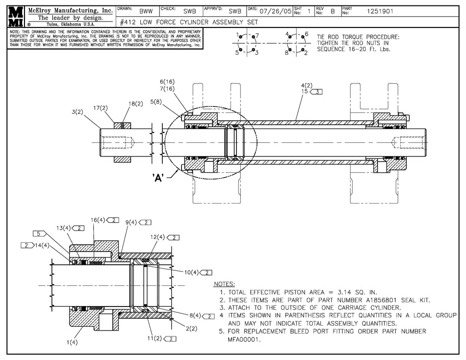 McElroy Part 1251901 - 12 LF CYLINDER ASSY SET for sale