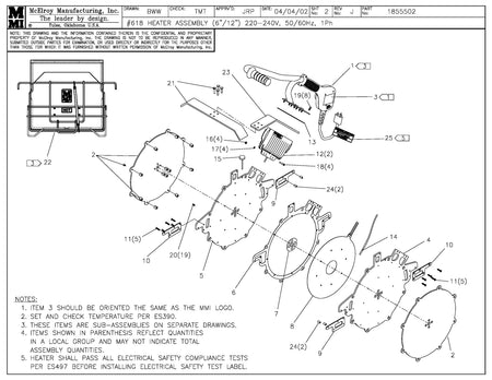 1855502 - 18 (6/12) 220-240V Heater Assembly