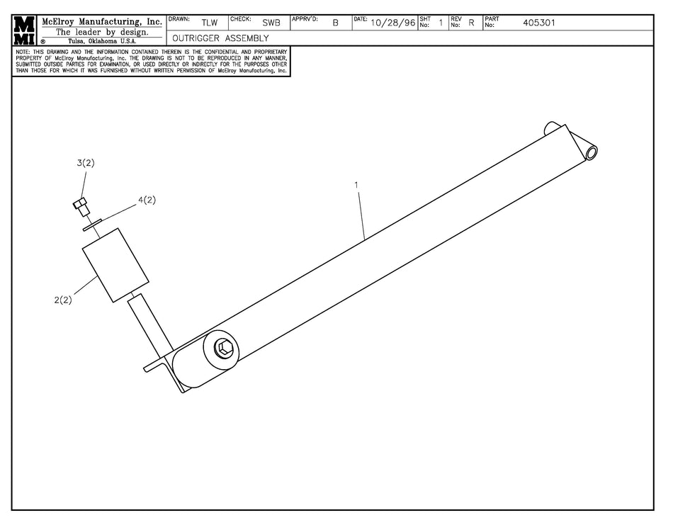McElroy Part 405301 - OUTRIGGER ASSY for sale