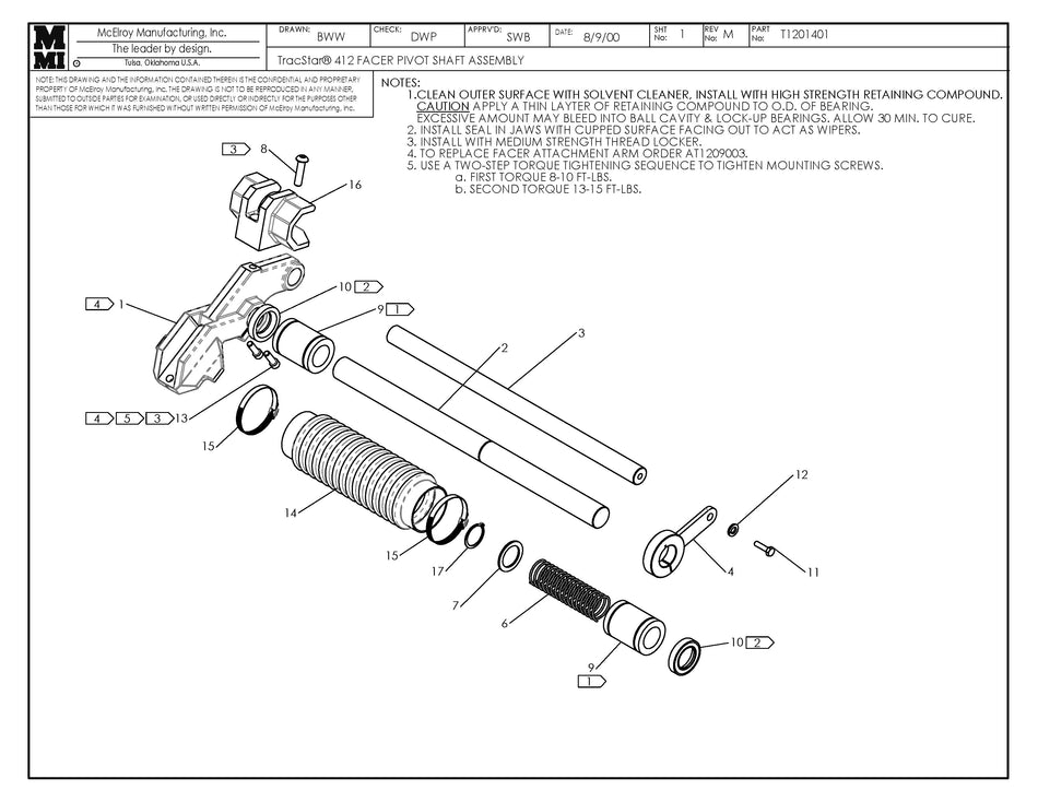 T1201401 - T412 Facer Pivot Shaft Assembly