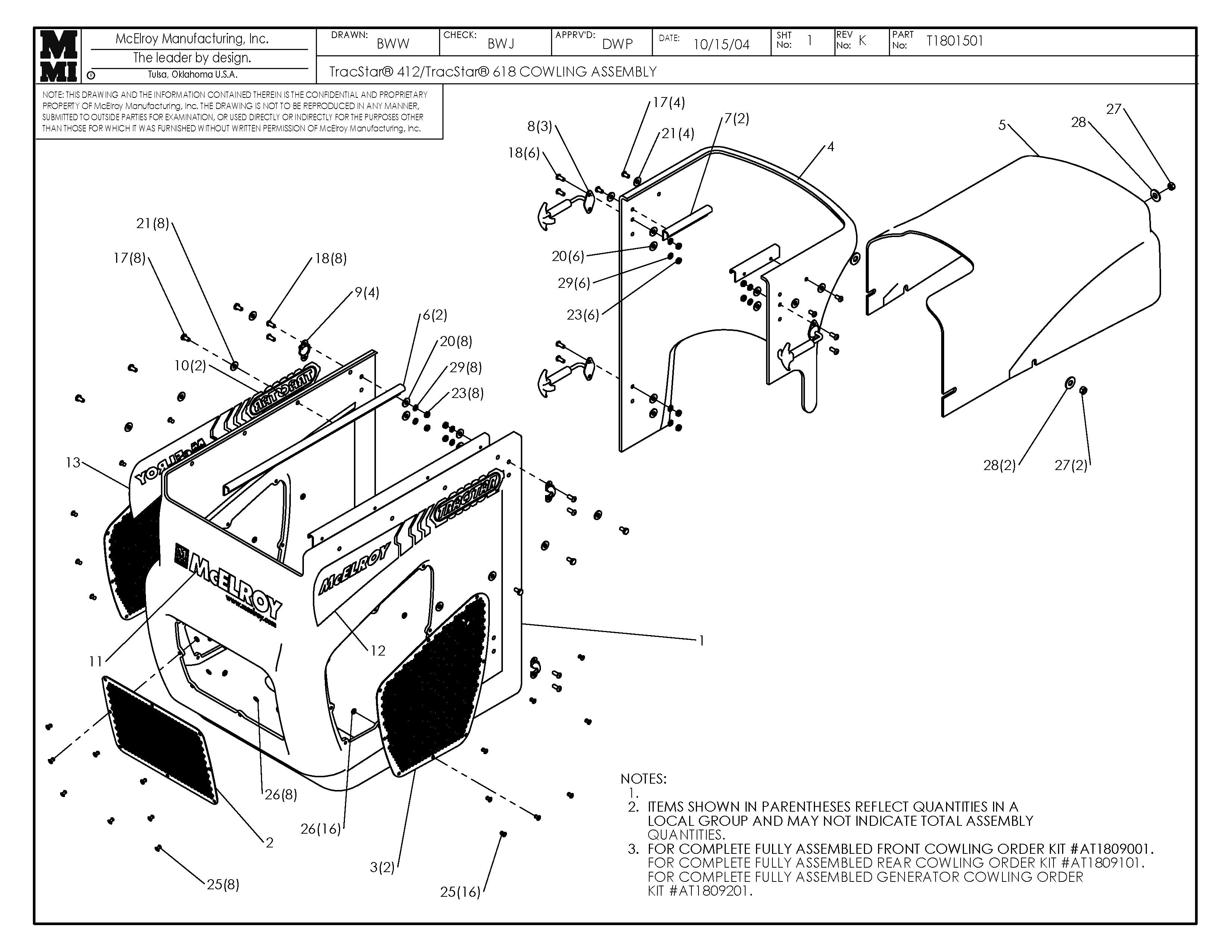 T1801501 - T412/T618 Cowling Assembly