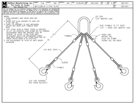 McElroy Part 1801401 - 12/18 LIFTING SLING for sale