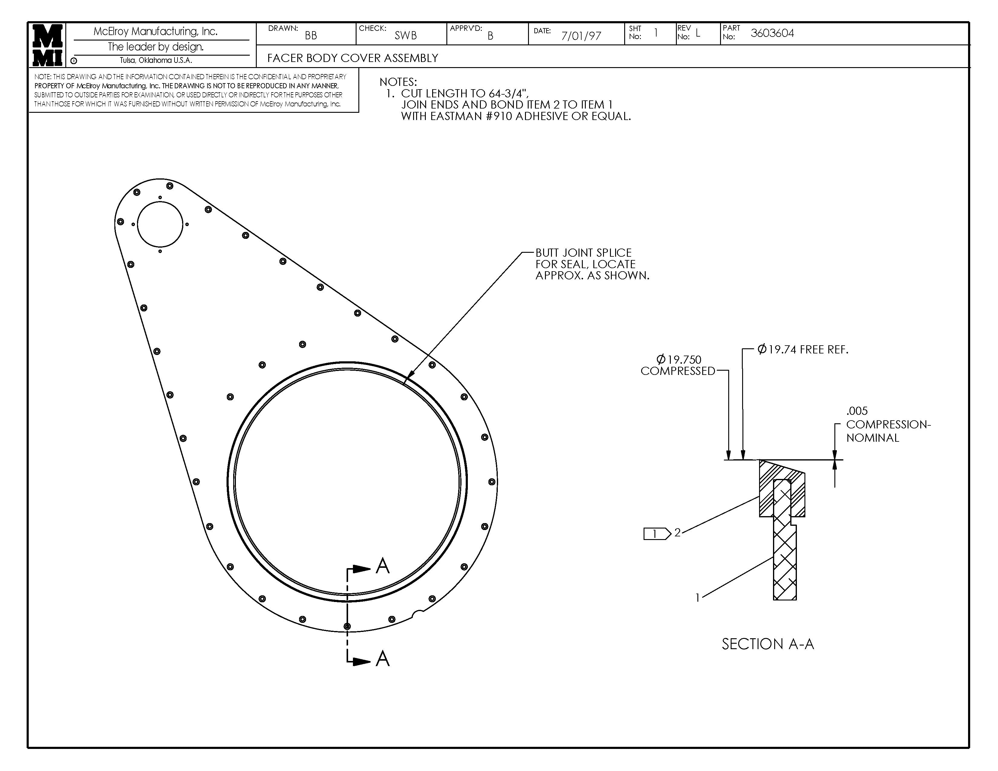 McElroy Part 3603604 - FCR BODY COVER ASSY for sale