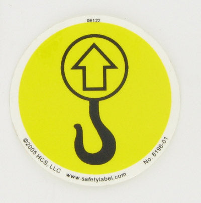 MJQ00379 - Ylw, Blk Hook Lift Point Label