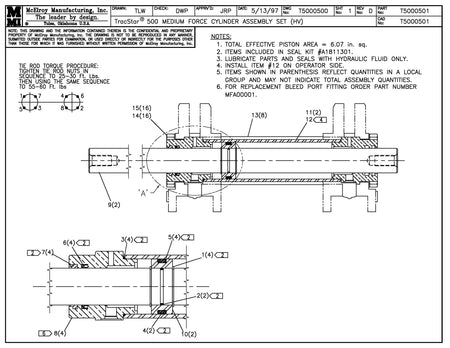 T5000501 - T500 Mf Cylinder Assembly Set