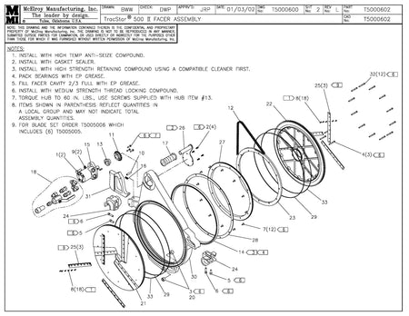 T5000602 - T500 II Facer Assembly
