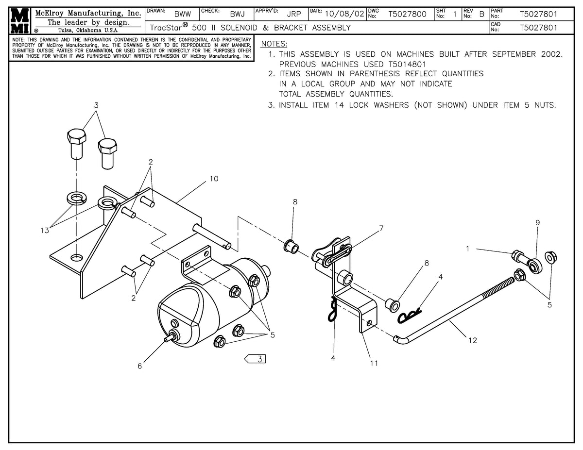 T5027801 - T500 II Solenoid&Bracket Assembly