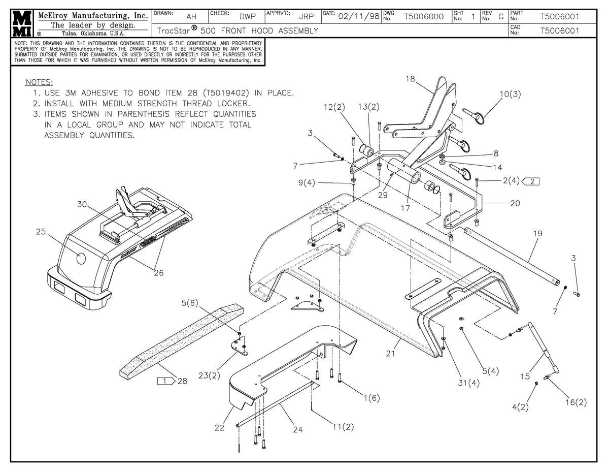T5006001 - T500 Front Hood Assembly