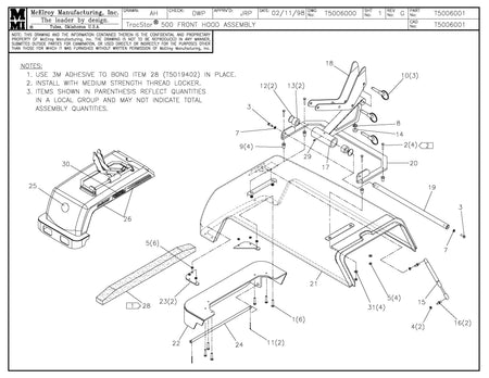 T5006001 - T500 Front Hood Assembly