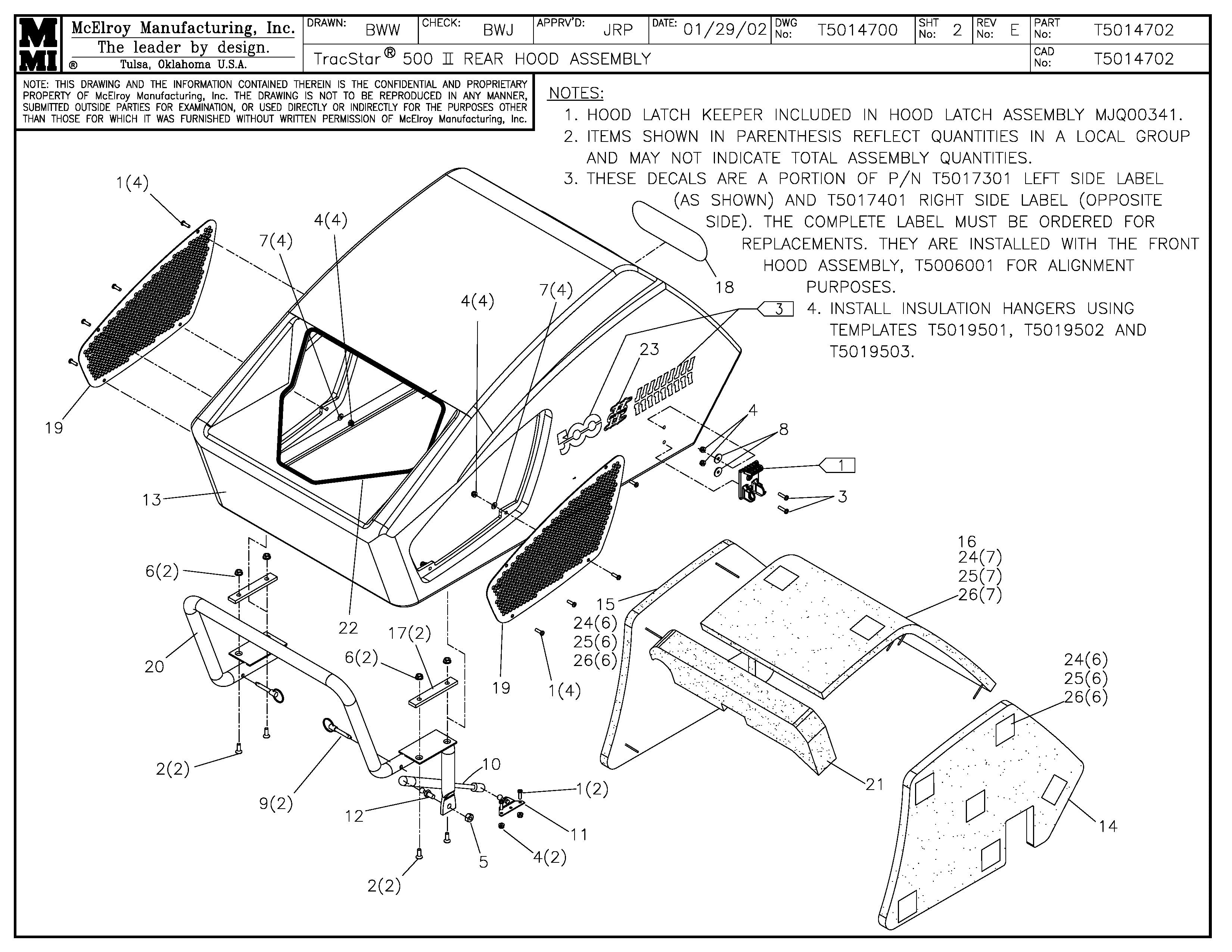 T5014702 - T500 II Rear Hood Assembly