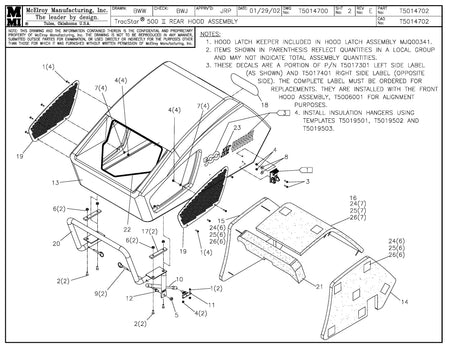 T5014702 - T500 II Rear Hood Assembly