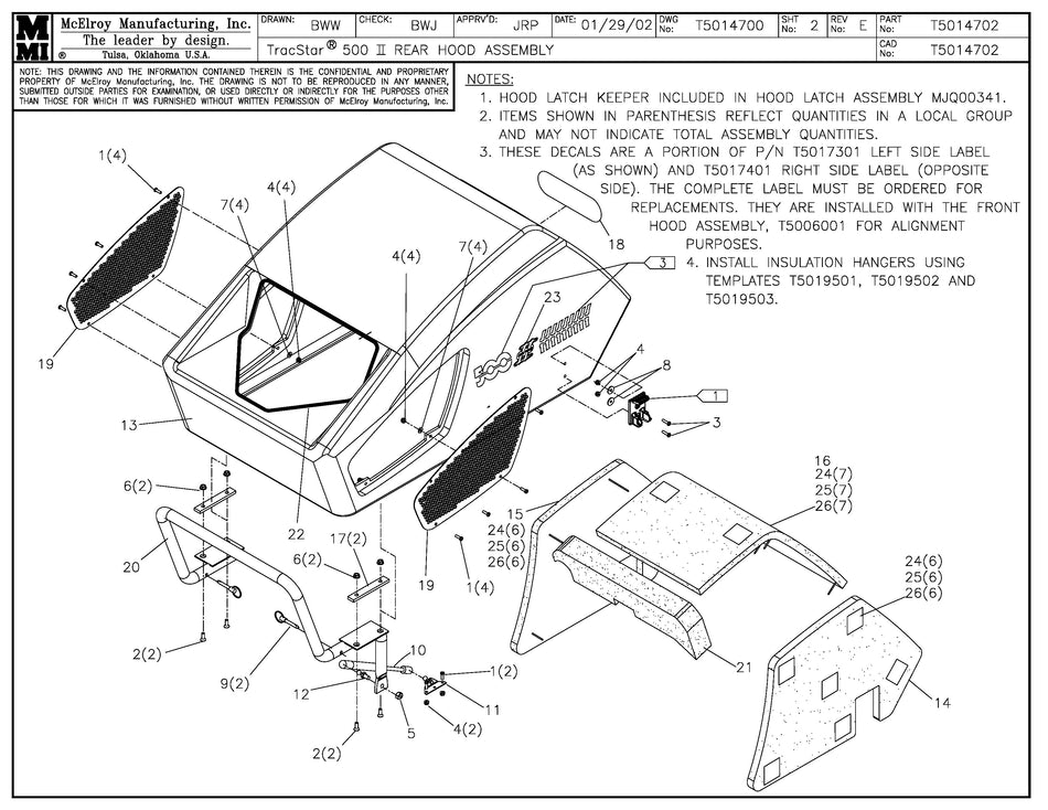 T5014702 - T500 II Rear Hood Assembly