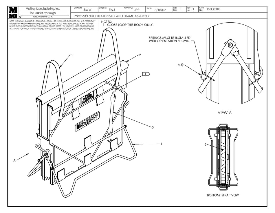T5008310 - T500 II Heater Bag&Frame Assembly