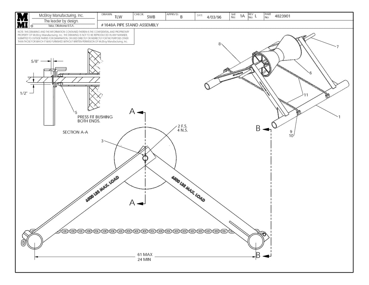 McElroy Part 4823901 - 48 PIPE STAND ASSY for sale