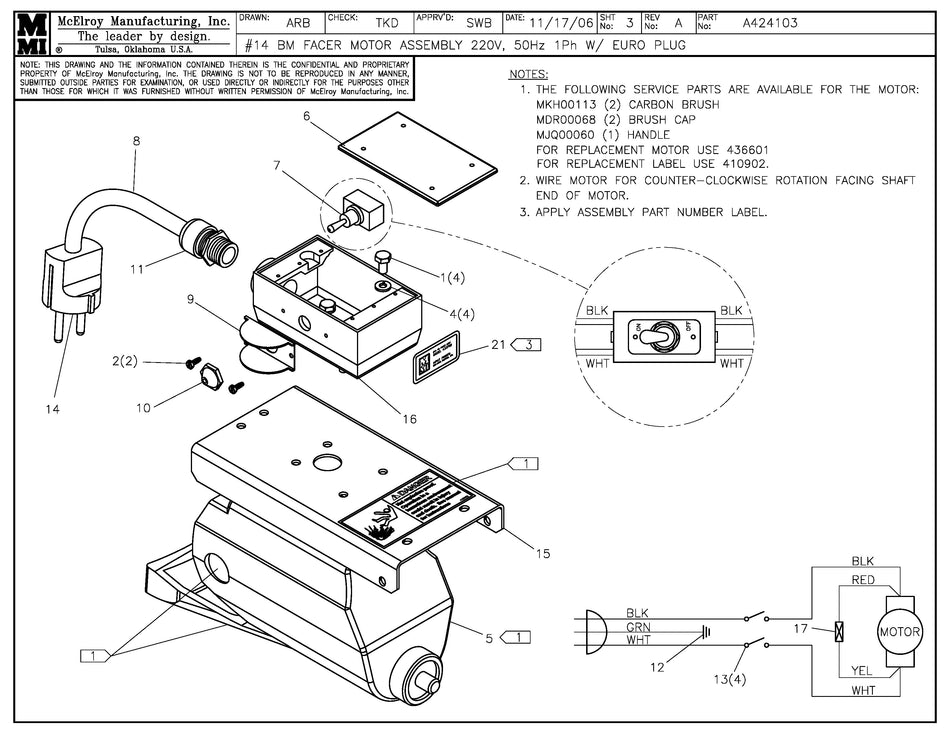 14 220 - SearchTag,50 Facer Mtr Assembly W/ Euro