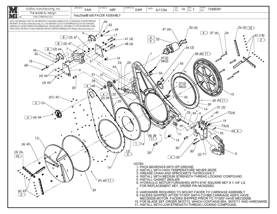 T2400201 - T630 Facer Assembly