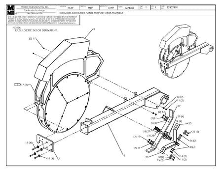 T2402401 - T630 Heater Bag Support Arm Assembly