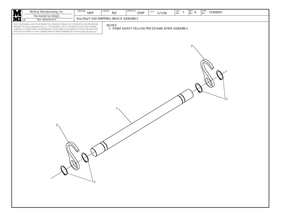 T2408001 - T630 Shipping Brace Assembly