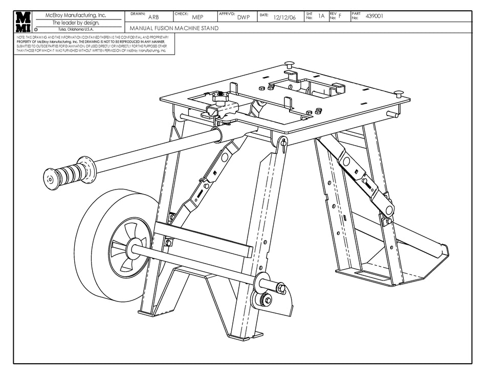 McElroy Part 439001 - MANUAL F/M STAND for sale