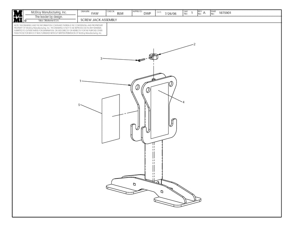 McElroy Part 1875901 - SCREW JACK ASSY for sale