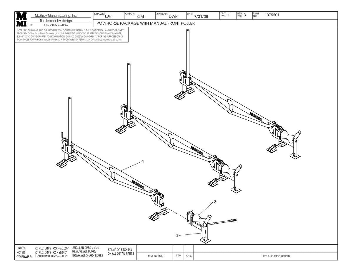 McElroy Part 1875501 - POLYHORSE PKG W/MAN ROLLER for sale
