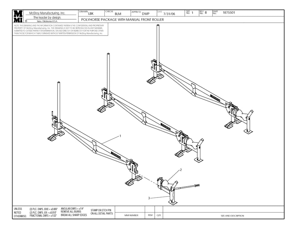 McElroy Part 1875501 - POLYHORSE PKG W/MAN ROLLER for sale