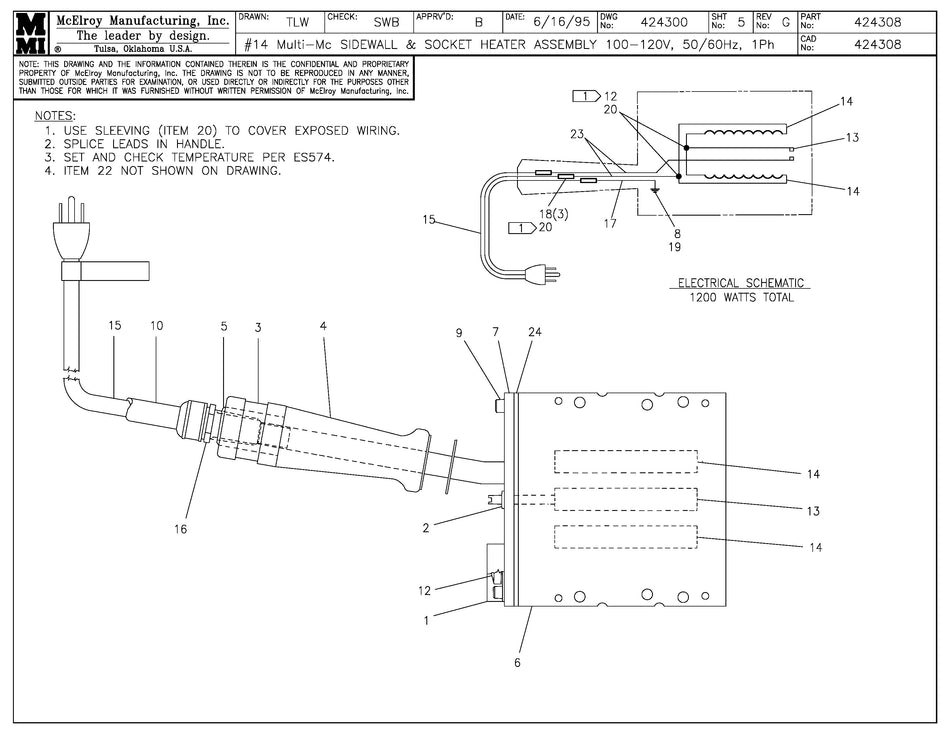 McElroy Part 424308 - 14MLMC SDWL&SKT 100-120HTR ASY for sale
