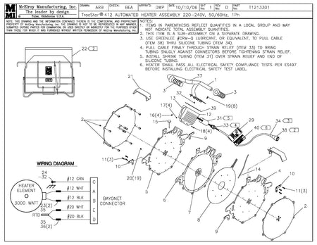 McElroy Part T1213301 - T412 AUTO 220-240 HEATER ASSY For Sale