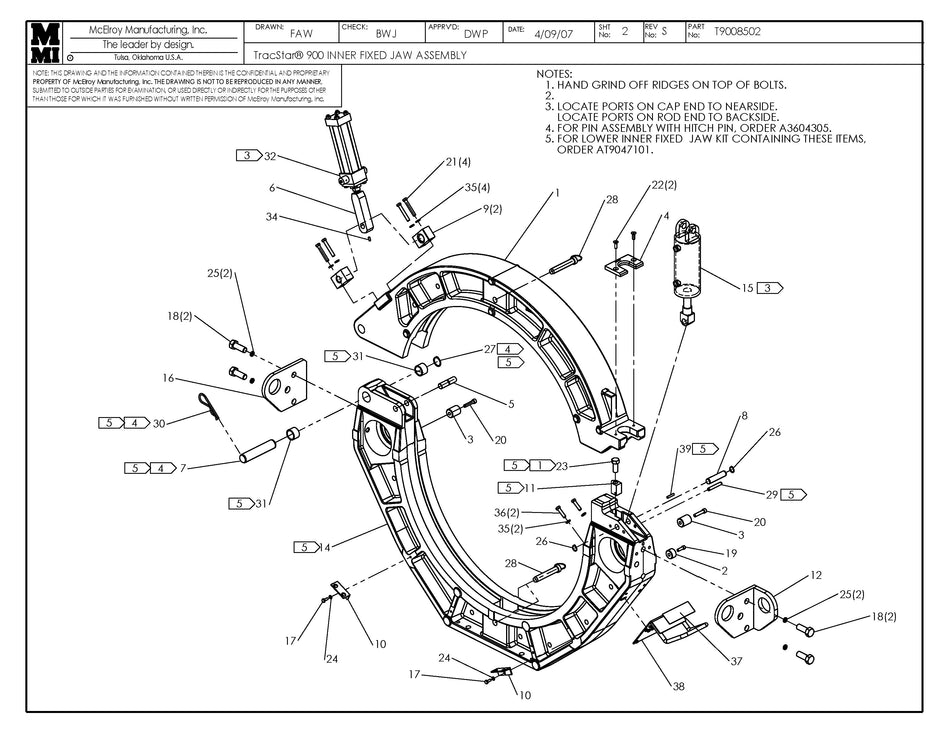McElroy Part T9008502 - T900 INNER FIXED JAW ASSY For Sale