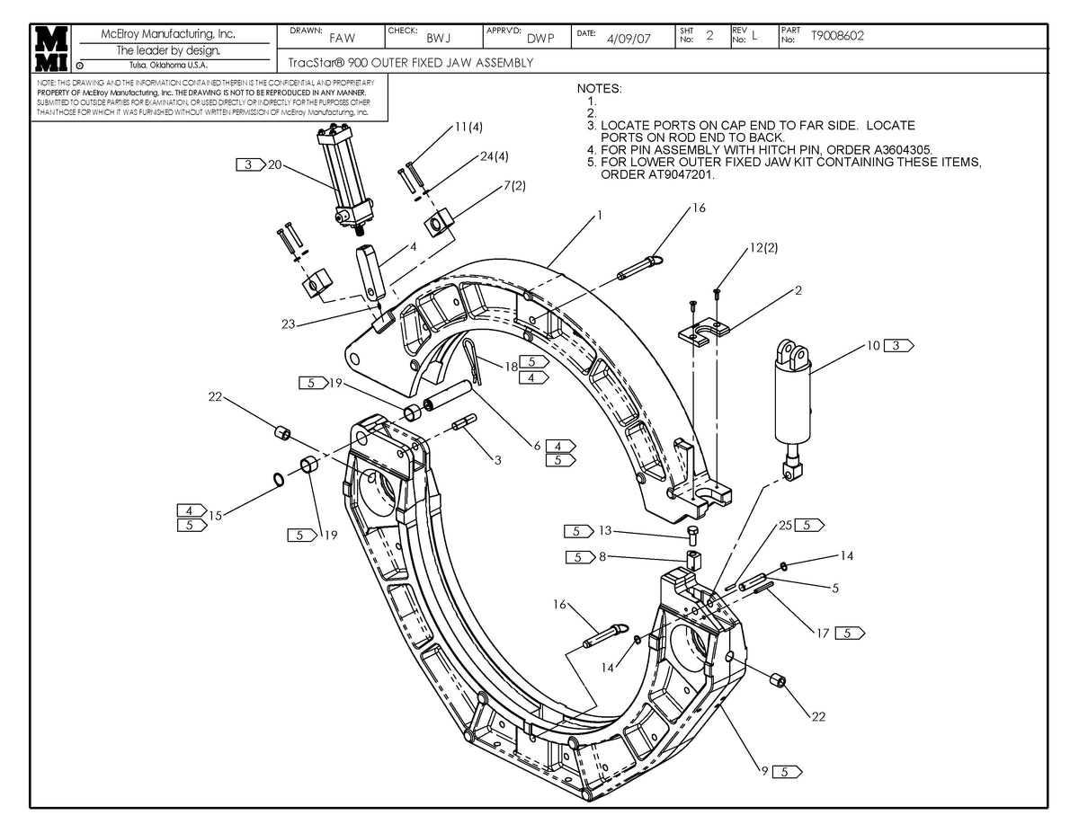 T9008602 - T900 Outer Fixed Jaw Assembly