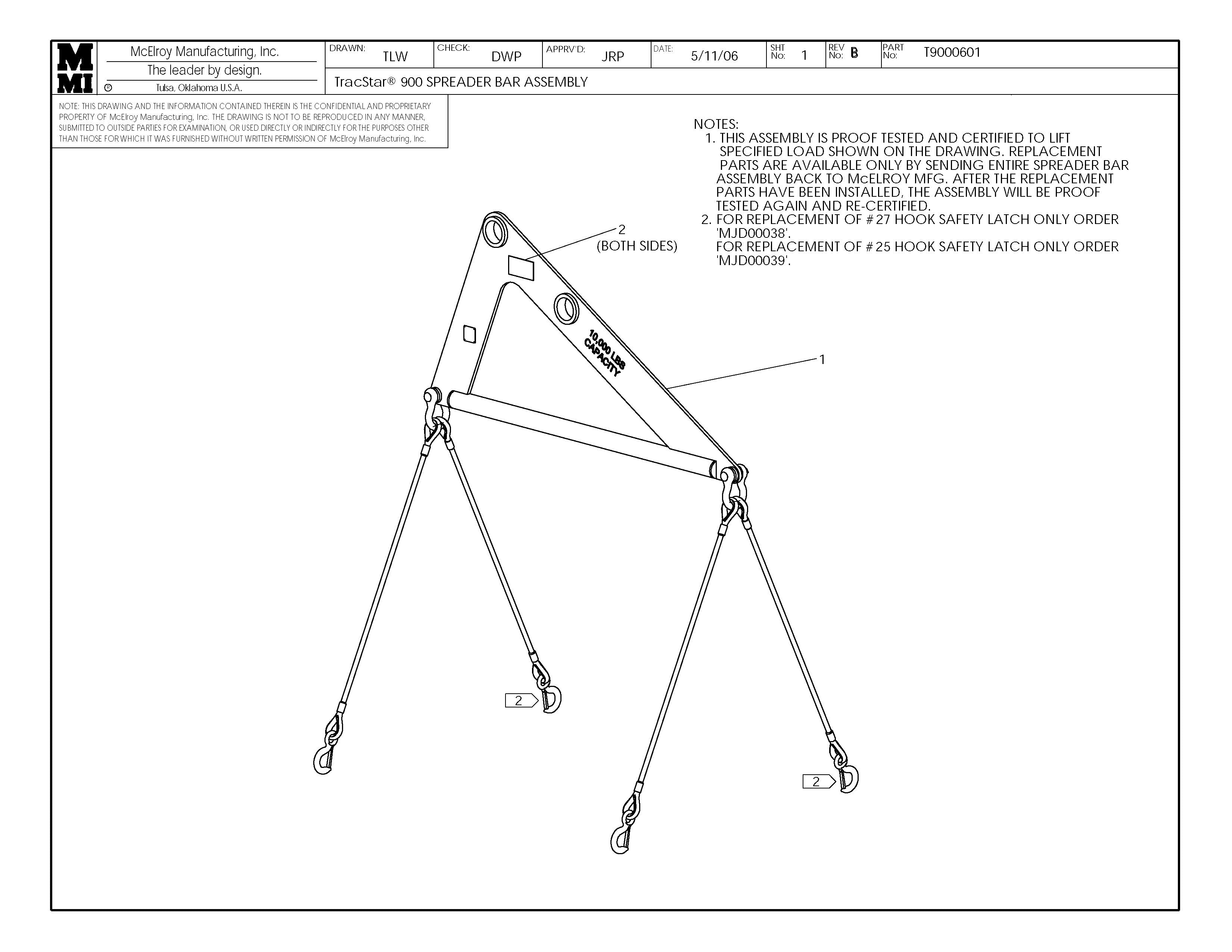 T9000601 - T900 Spreader Bar Assembly