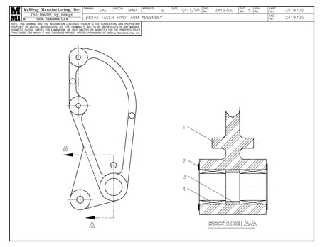 McElroy Part 2419705 - FCR PIVOT ARM ASSY for sale