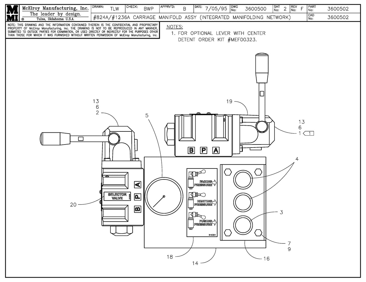 McElroy Part 3600502 - CRG MFLD ASSY(INTGRT NETWORK) for sale