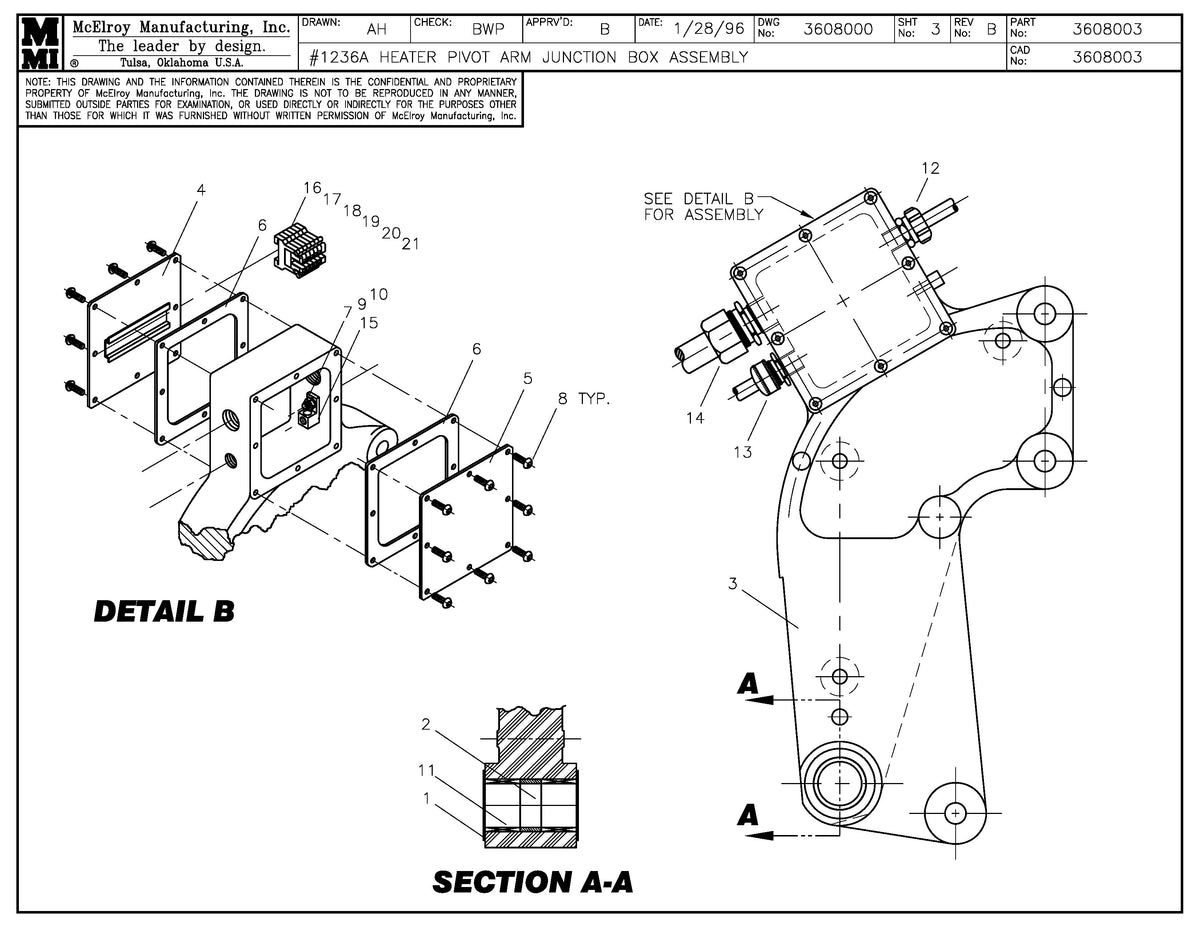 McElroy Part 3608003 - 36 HTR PIVOT ARM ASSY for sale