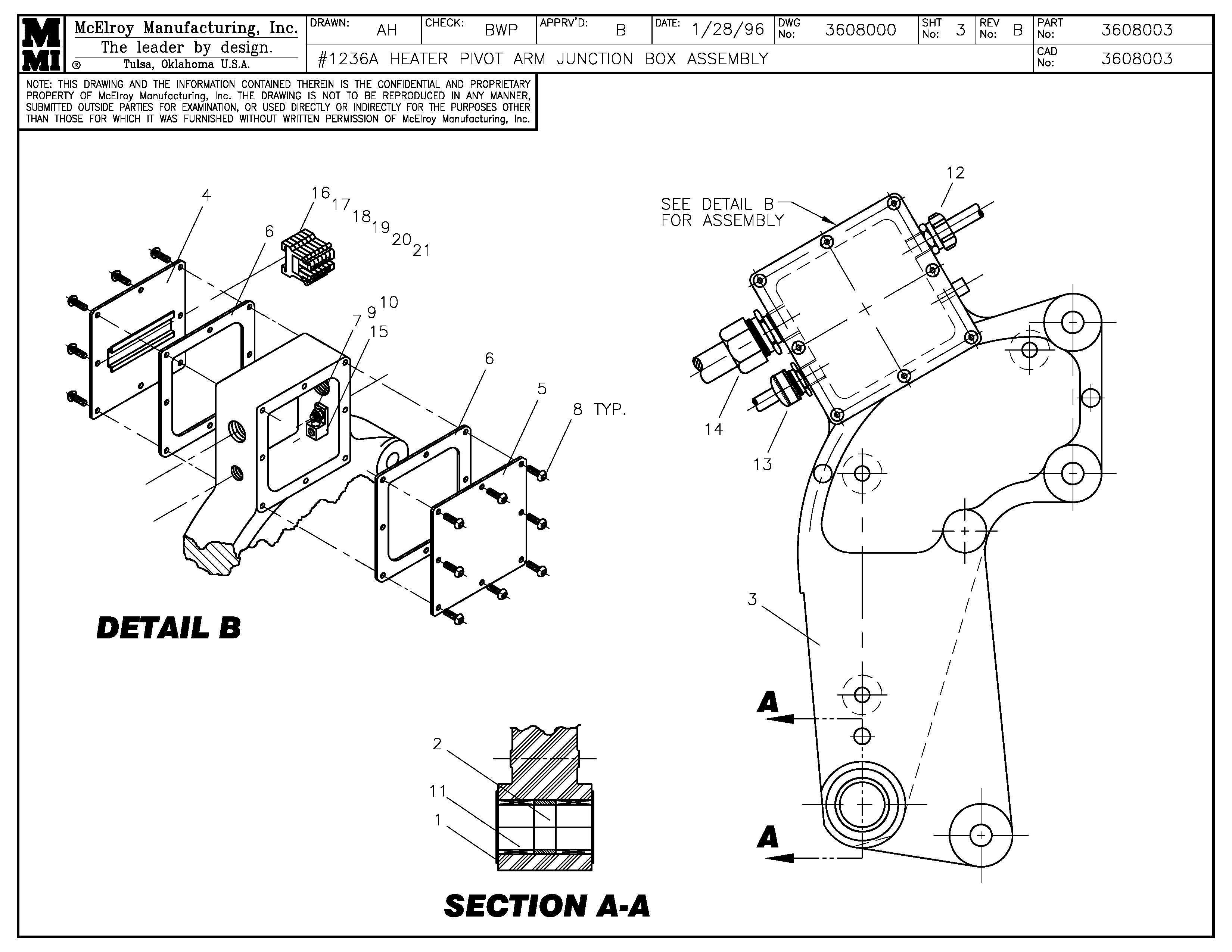 McElroy Part 3608003 - 36 HTR PIVOT ARM ASSY for sale