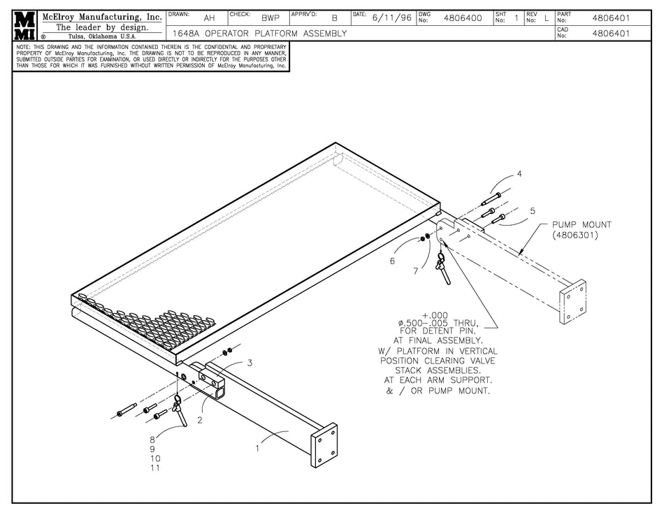 McElroy Part 4806401 - OPERATOR PLATFORM ASSY for sale