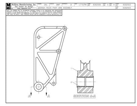 McElroy Part 6302503 - 63 FCR PIVOT ARM ASSY for sale