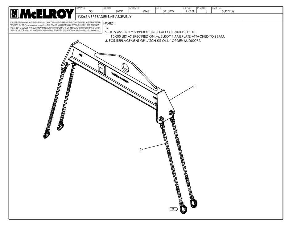 McElroy Part 6307902 - SPREADER BAR ASSY for sale