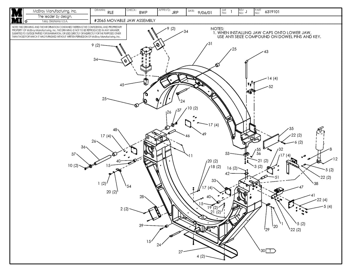 McElroy Part 6319101 - 65 MOVABLE JAW ASSY for sale