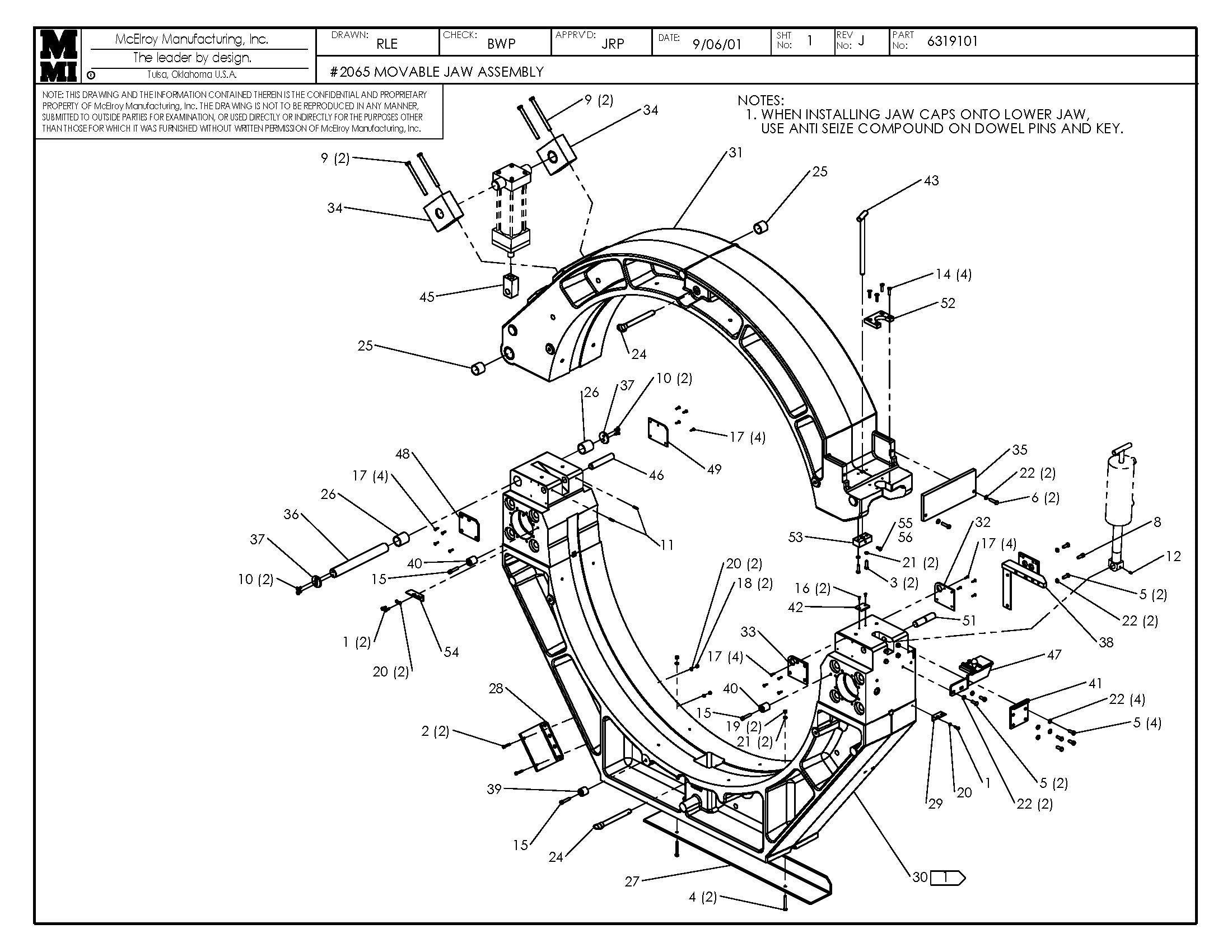 McElroy Part 6319101 - 65 MOVABLE JAW ASSY for sale