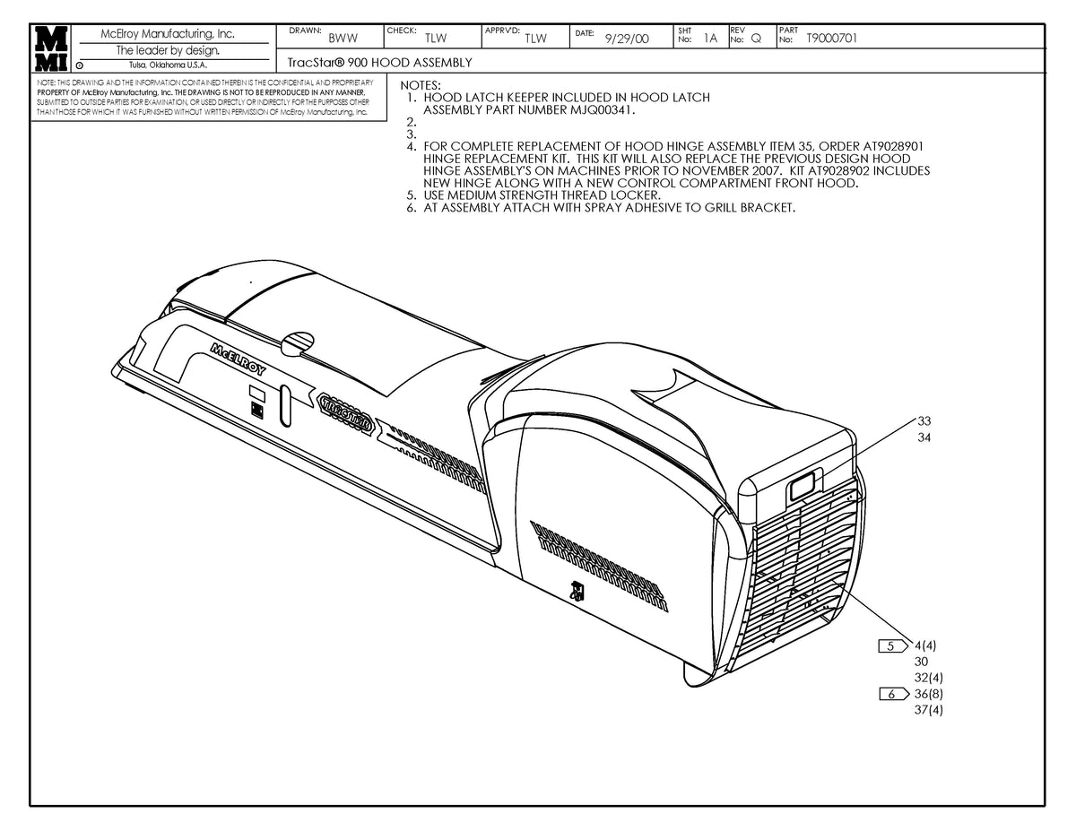T9000701 - T900 Hood Assembly