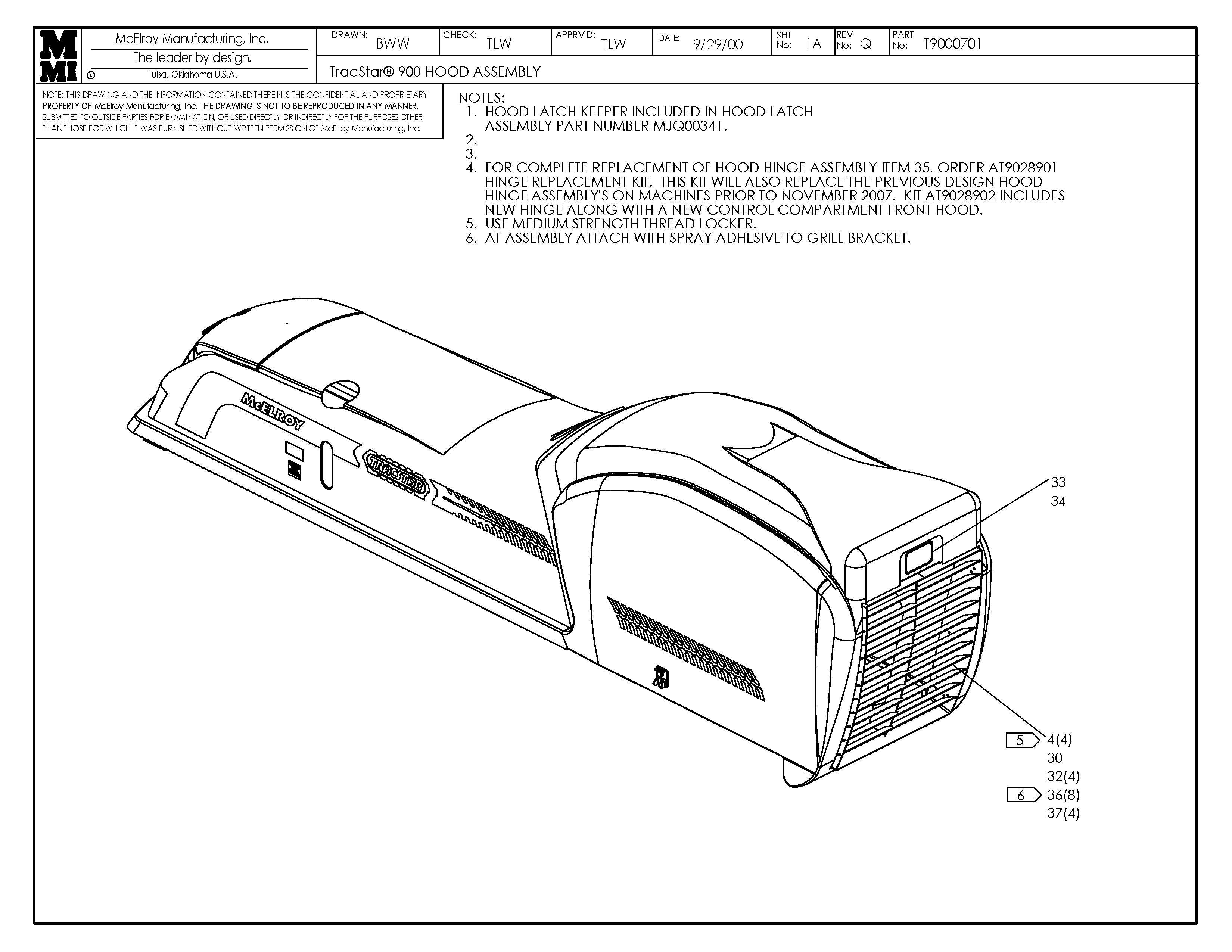 T9000701 - T900 Hood Assembly