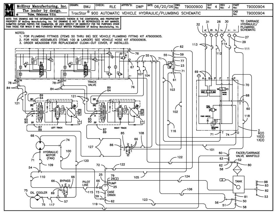 McElroy Part T9000904 - T900 AUTO VEHICLE HYD/PLB SCH For Sale
