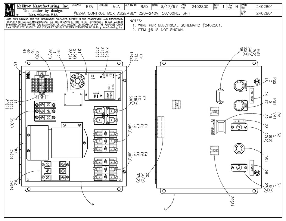 McElroy Part 2402801 - 24 220-240,50/60 C BOX ASSY for sale