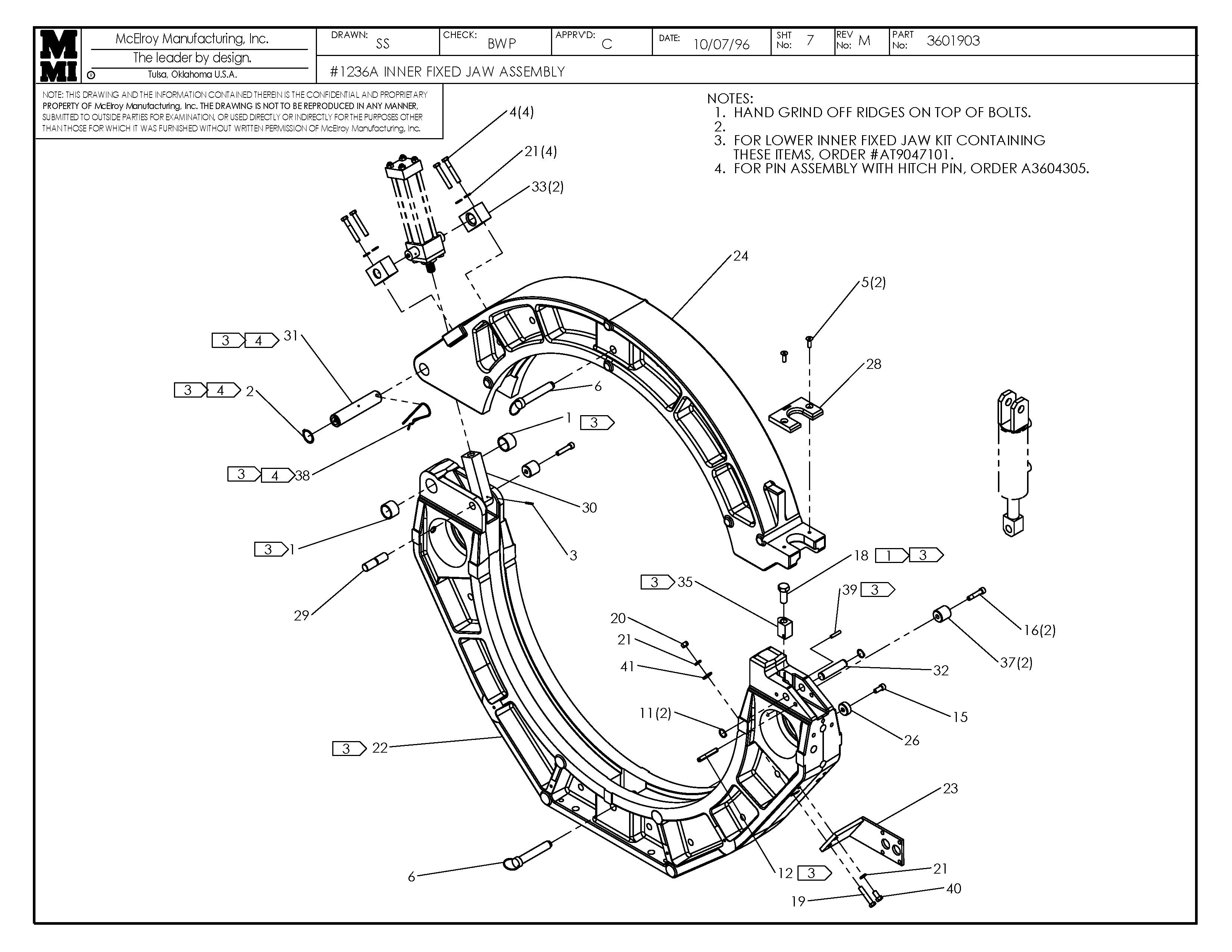 McElroy Part 3601903 - 36 INNER FIXED JAW ASSY for sale