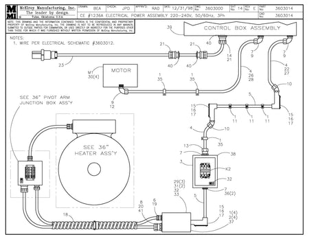 McElroy Part 3603014 - CE 36 220-240,50/60ELPOWER ASY for sale